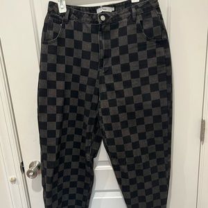 Adika black and gray checkered jeans